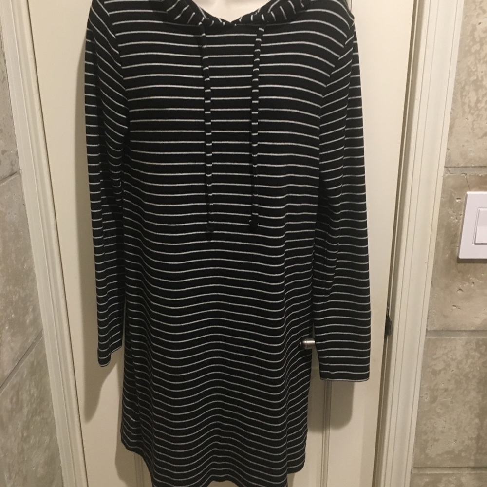 Black with white striped sweater dress